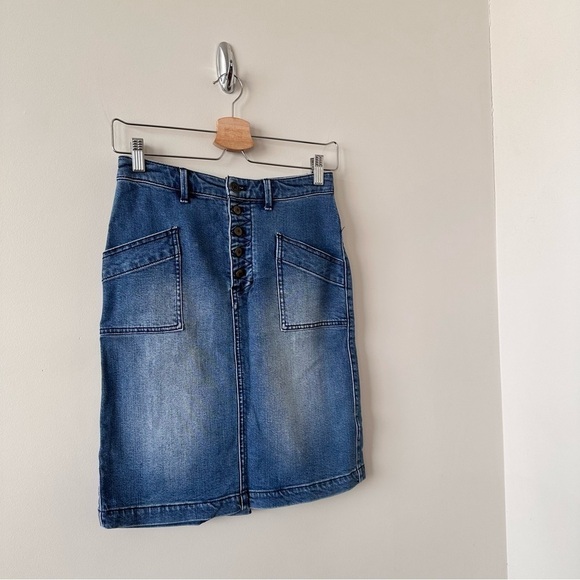 ANTHROPOLOGIE-PILCRO & Letterpress Double Pocket Denim Skirt (Size:0) - Picture 3 of 8
